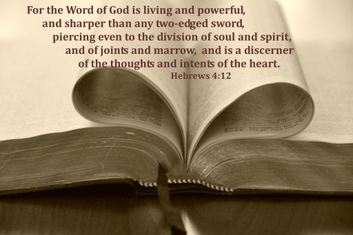 Bible Heart Sepia- Heb 4-12